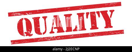 Testo DI QUALITÀ su timbro rosso grungy vintage in gomma. Foto Stock