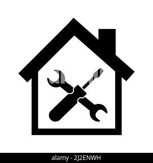 Icona del servizio di riparazione a domicilio. Simbolo del servizio casa vettore. Illustrazione Vettoriale