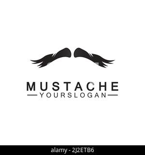 Modello di design con logo a icone baffi vettoriali Illustrazione Vettoriale