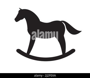 Vettore nero rocking cavallo silhouette giocattolo isolato su sfondo bianco Illustrazione Vettoriale
