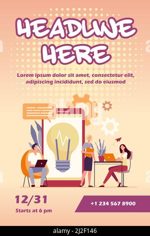 Incontri di lavoro in spazi di co-working. Il team aziendale condivide idee e discute di progetti. Per lavoro, comunicazione, brainstorming, cooperat Illustrazione Vettoriale