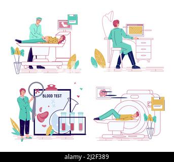 Servizi medici con professionisti sanitari medici set di caratteri, illustrazione vettoriale piatta isolato su sfondo bianco. Metodi innovativi di me Illustrazione Vettoriale