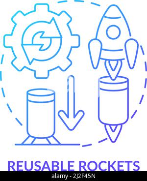 Icona del concetto di gradiente blu dei razzi riutilizzabili Illustrazione Vettoriale