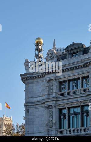 Dettagli della Banca di Spagna. Vista laterale. Foto Stock