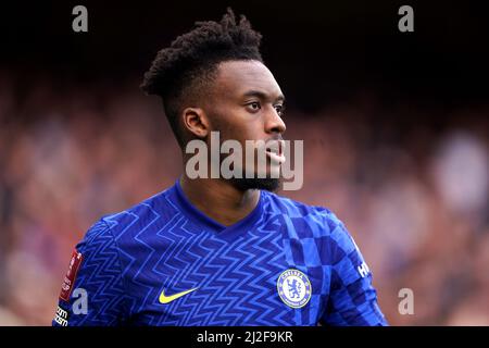 Foto di archivio datata 05-02-2022 del Callum Hudson-Odoi di Chelsea, che mancherà il Chelsea Premier League scontro con Brentford il Sabato. Data foto: Sabato 5 febbraio 2022. Data di emissione: Venerdì 1 aprile 2022. Foto Stock