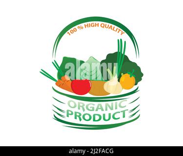 Vettore di simbolo di prodotto organico sano e di alta qualità Illustrazione Vettoriale