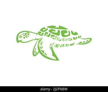 Turtle nuoto in the Ocean Silhouette Illustrazione Vector Illustrazione Vettoriale