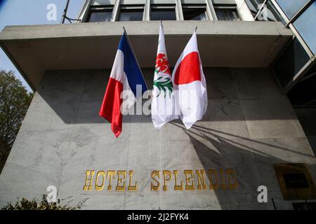 Nizza, Francia. 29th Mar 2022. Bandiere fuori 4 stelle Splendid Hotel & Spa nel centro della città di Nizza. (Foto di Dinendra Haria/SOPA Images/Sipa USA) Credit: Sipa USA/Alamy Live News Foto Stock