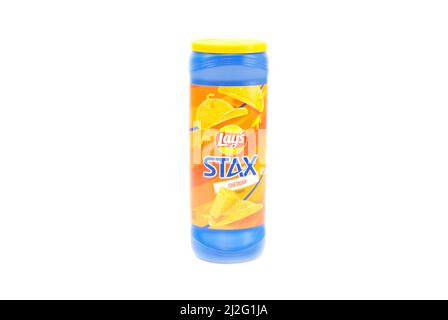 Stax Lays - Cheddar Potato Chips Foto Stock