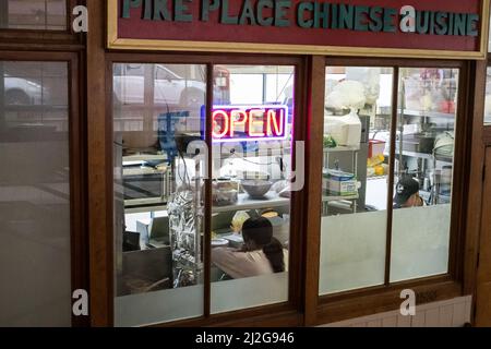 Seattle, Stati Uniti. 30th Mar 2022. Un ristorante Pike Place Market. Foto Stock
