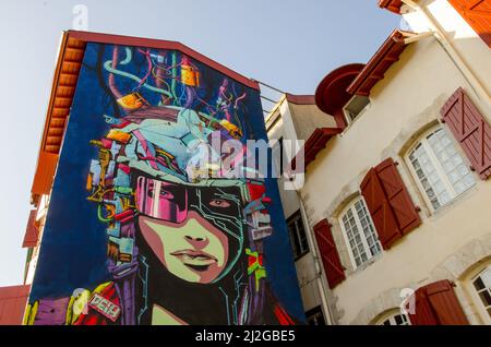 Francia. Pirenei Atlantici (64) Paesi Baschi. Bayonne. Street art festival Points de vue. Affresco di DEIH Foto Stock