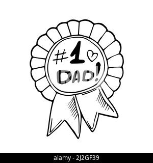 Premio Doodle Best papà. Medaglia per papà. Concetto di giornata dei Padri felici. Vettore isolato Illustrazione Vettoriale