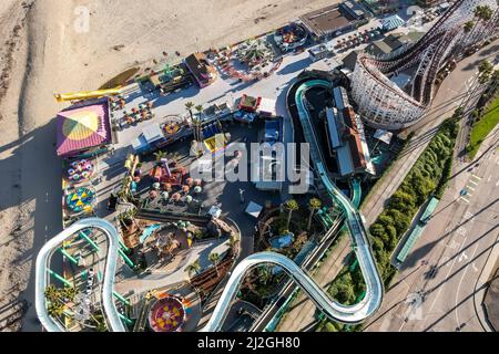Una vista aerea della spiaggia di Santa Cruz in California Foto Stock
