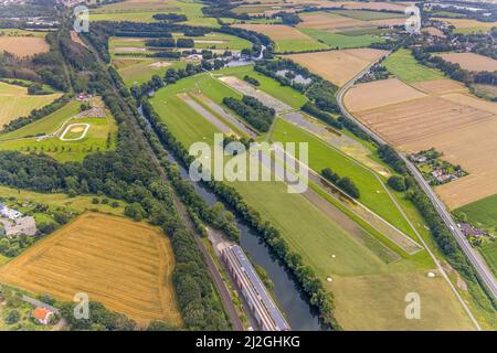 Vista aerea, Waterworks Westphalia GmbH con River Ruhr, Halingen, Menden, Ruhr Area, Renania settentrionale-Vestfalia, Germania, DE, Europa, fotografia aerea, Foto Stock
