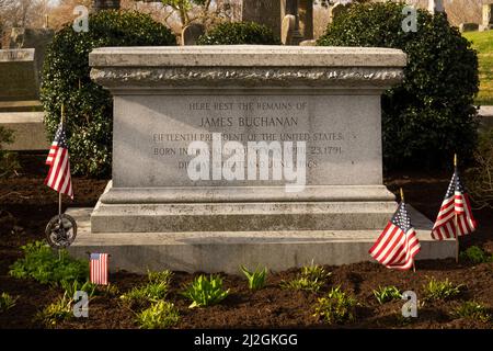 Tomba del presidente James Buchanan nel cimitero di Woodward Hill Lancaster PA Foto Stock