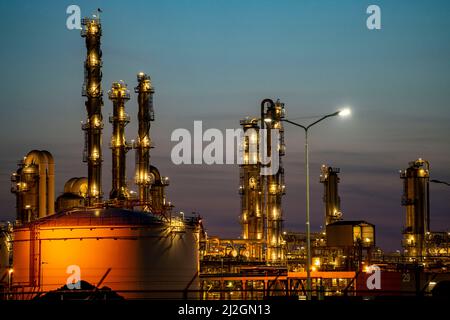 Lyondell Chemical Netherlands BV, stabilimento chimico, impresa comune tra LyondellBasell e Covestro, il più grande stabilimento del settore nel mondo, produce Foto Stock