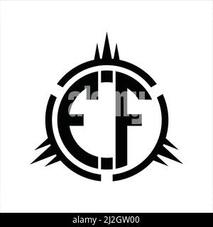 Logo FF monogramma isolato sul modello di design dell'elemento circolare Illustrazione Vettoriale
