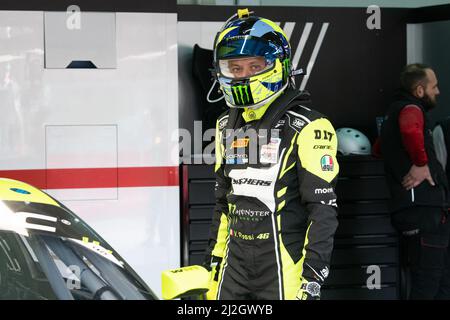 Imola, Italia. 01 aprile 2022. Valentino Rossi al circuito Enzo e Dino Ferrari di Imola per il GT World Challenge Europe. Credit: Damiano Fiorentini/Alamy Live News Foto Stock