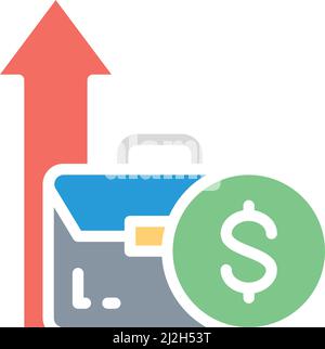 Aumento del reddito vettoriale, investimenti, successo aziendale icona linea bianca. Illustrazione Vettoriale