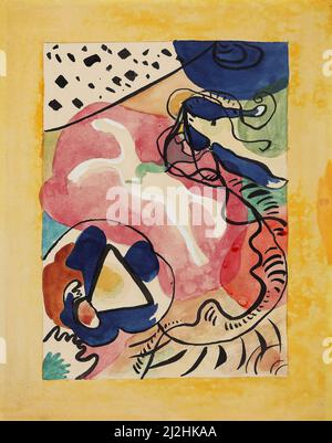 Dipinto di Wassily Kandinsky, 1910s. Design per la copertura dell'almanacco il Blue Rider IV (1911). Acquerello. Foto Stock