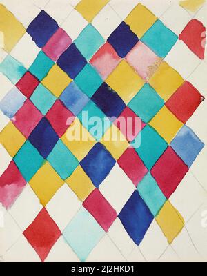 Dipinto di Wassily Kandinsky, 1910s. Farbstudie mit Rauten (1913) Studio del colore con Diamanti. Acquerello e matita su carta. Foto Stock