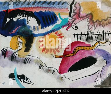 Dipinto di Wassily Kandinsky, 1910s. Aquarell Nr. 3 (Liebesgarten) (1911). Acquerello. Foto Stock