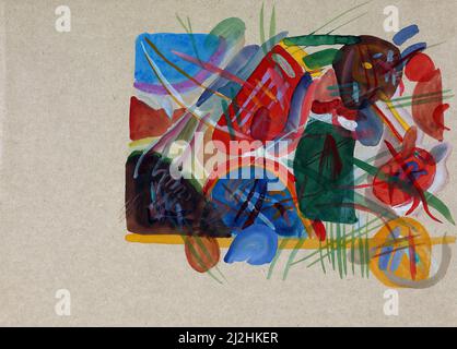 Dipinto di Wassily Kandinsky, 1910s. Aquarell mit Wald und Regenbogen (1913) - acquerello con Foresta e Arcobaleno. Foto Stock