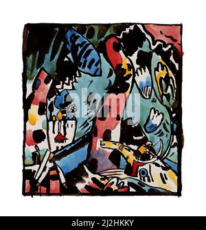 Dipinto di Wassily Kandinsky, 1910s. Design per il legno a colori Archer (1910) Foto Stock