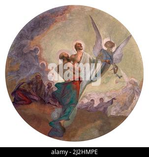 San Pietro e San Paolo in gloria - affresco - Ponziano Loverini - 1911 - Verdello (BG) , Italia, chiesa di San Pietro e San Paolo Foto Stock
