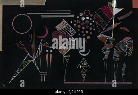 Dipinto di Wassily Kandinsky, 1940s. Bauhaus anni. Etude pour contrastes Reduits (1941) Foto Stock