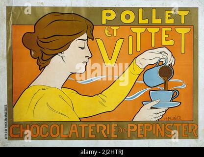 Georges Meunier, belle epoque, poster d'epoca, Pollet et Vittet (1896) Chocolaterie de Pepinster. Foto Stock