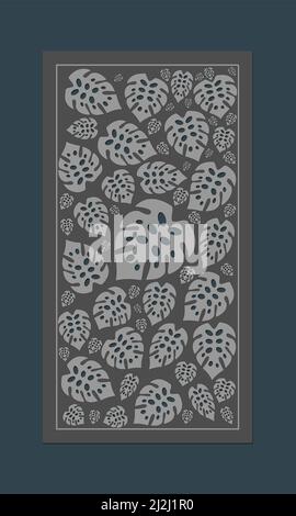 Pannello vettoriale a taglio laser, motivo senza cuciture per pannello decorativo. Immagine adatta per l'incisione. Modello decorativo con taglio senza giunture Illustrazione Vettoriale
