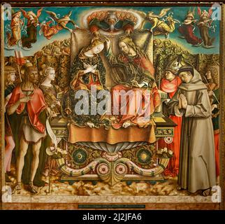 Incoronazione della Vergine con la Trinità e i santi - olio su legno - Carlo Crivelli - 1493 - Milano, Italia, Pinacoteca di Brera Foto Stock