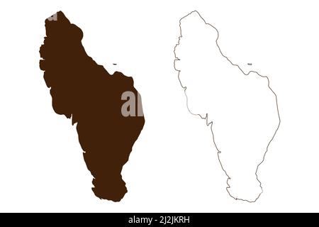 Isola di Sazan (Repubblica di Albania) illustrazione vettoriale mappa, schizza mappa di Sazan Illustrazione Vettoriale