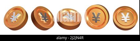 Cartello yen giapponese. 3D monete in yen giapponesi, 3D rendering. Foto Stock