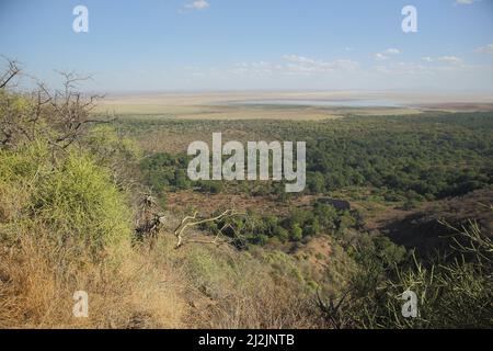 Vista sul lago Manyara, Tanzania Foto Stock