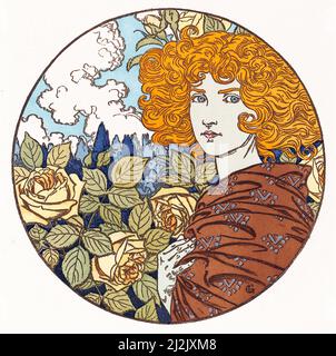 Poster Art di Eugene Grasset. Art Nouveau - Jugend - Belle Epoque. Poster vintage. Jalousie (Jealousy). Foto Stock