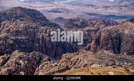 Paesaggio desertico delle montagne di Edom, Shoubak, Giordania. Foto Stock