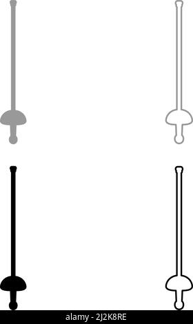 Rapier epee sciabola scherma vecchia arma a corpo fredda per lo sport o duello silhouette set icona grigio nero colore immagine vettoriale Illustrazione Vettoriale