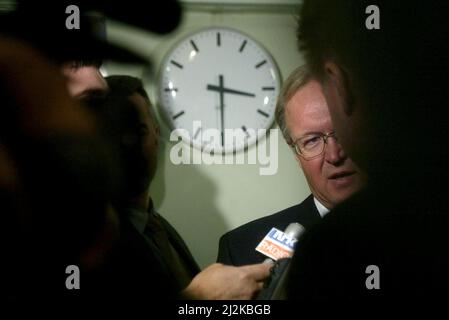 Il primo ministro Göran Persson, fotografato al Parlamento svedese, Stoccolma, Svezia. Foto Stock