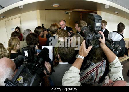 Il primo ministro Göran Persson, fotografato al Parlamento svedese, Stoccolma, Svezia. Foto Stock