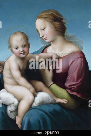 Arte antica dell'artista italiano Raffaello - Madonna Niccolini-Cowper (1508). Arte ad alto rinascimento di Raffaello Sanzio da Urbino 1483 - 1520. Foto Stock