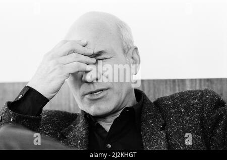 Patrick Stewart, attore, che sta giocando il ruolo del capitano Jean Luc Picard in Star Trek la prossima generazione, nella foto del 20th aprile 1988. Foto Stock