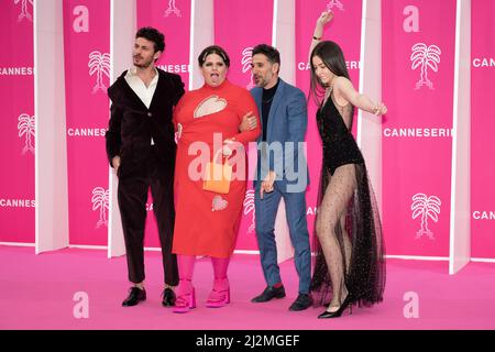 Levin Leib Lev, Maya Landsmann, Doron ben-David e Mishel Riaboy partecipano al tappeto rosa durante il Festival delle Canneseries 5th, il 02 aprile 2022 a Cannes, Francia. Foto di David Niviere/ABACAPRESS.COM Foto Stock