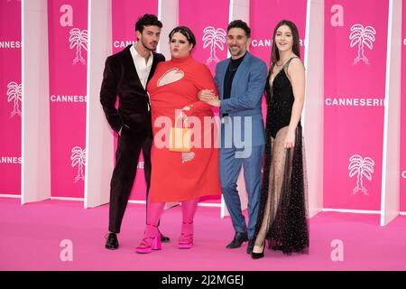 Levin Leib Lev, Maya Landsmann, Doron ben-David e Mishel Riaboy partecipano al tappeto rosa durante il Festival delle Canneseries 5th, il 02 aprile 2022 a Cannes, Francia. Foto di David Niviere/ABACAPRESS.COM Foto Stock