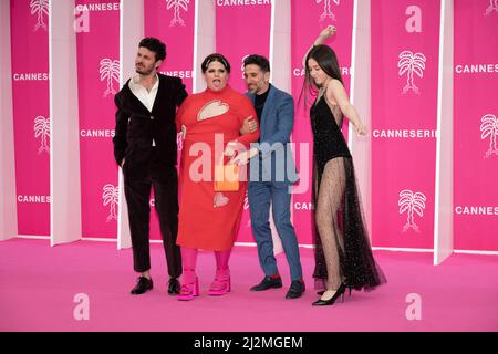 Levin Leib Lev, Maya Landsmann, Doron ben-David e Mishel Riaboy partecipano al tappeto rosa durante il Festival delle Canneseries 5th, il 02 aprile 2022 a Cannes, Francia. Foto di David Niviere/ABACAPRESS.COM Foto Stock