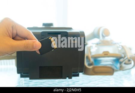 Scheda SD del cpap utilizzare le cartelle cliniche per i nuovi sintomi diagnostici. Foto Stock