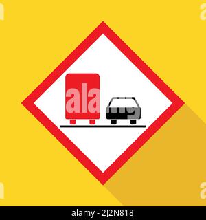 Nessun sorpasso avvertimento strada, divieto di trasporto icona, auto vietato informazioni vettore illustrazione . Illustrazione Vettoriale