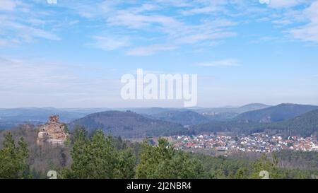 Burg Drachenfels, Busenberg, Germania Foto Stock