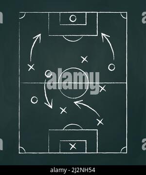 Sfondo scuro della tavola con tattiche di calcio - illustrazione vettoriale Illustrazione Vettoriale